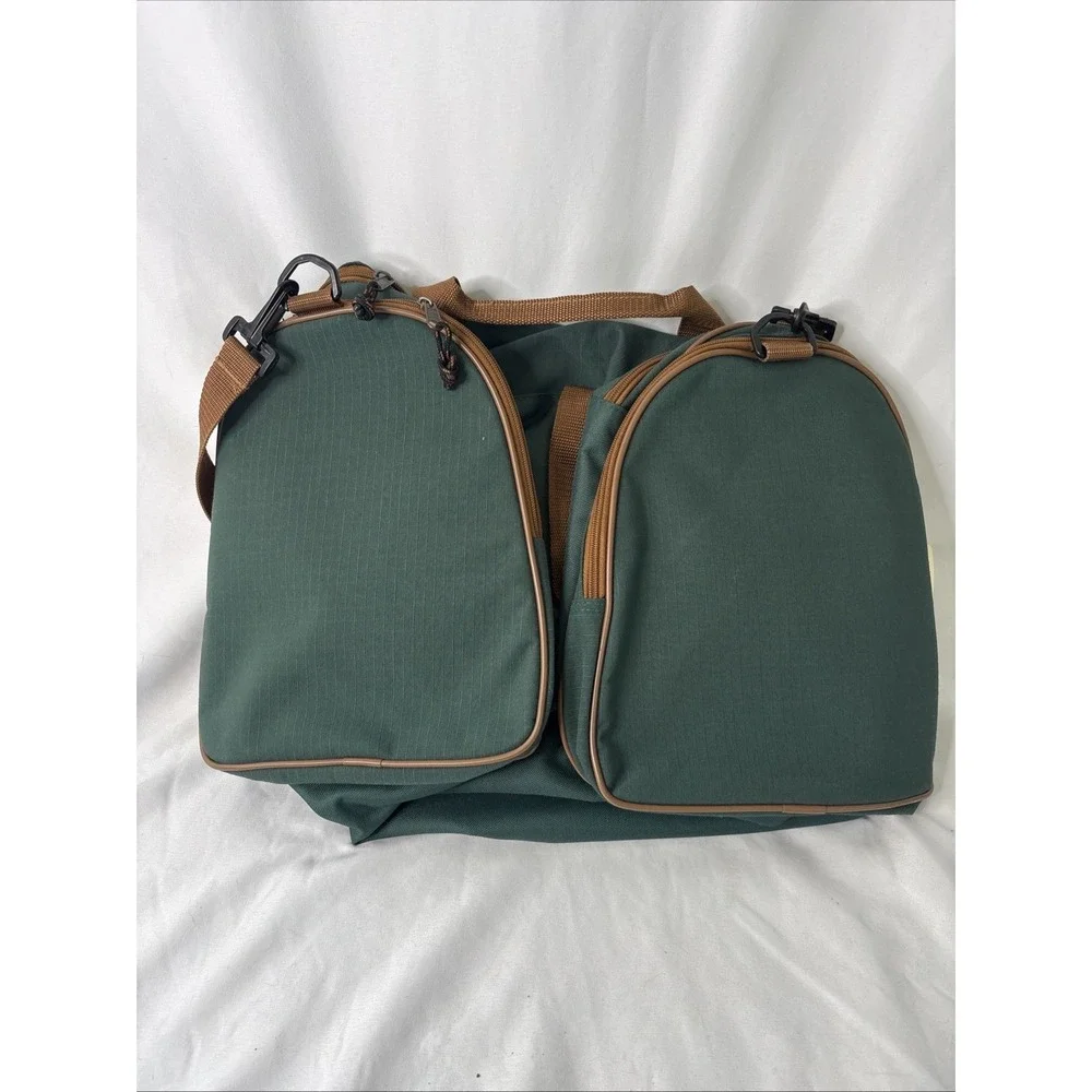 Vtg Outbrook Duffel Bag Set Green Canvas Suede Detachable Travel Organizer NEW